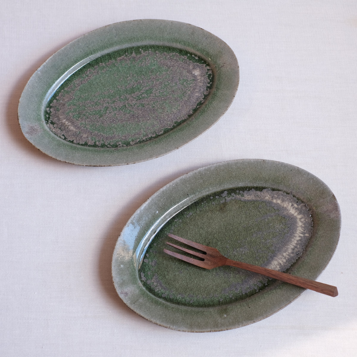 清岡幸道　オリーブオーバル皿 青灰白オリーブオーバル皿 小 - gallery, あるゐは_shop
