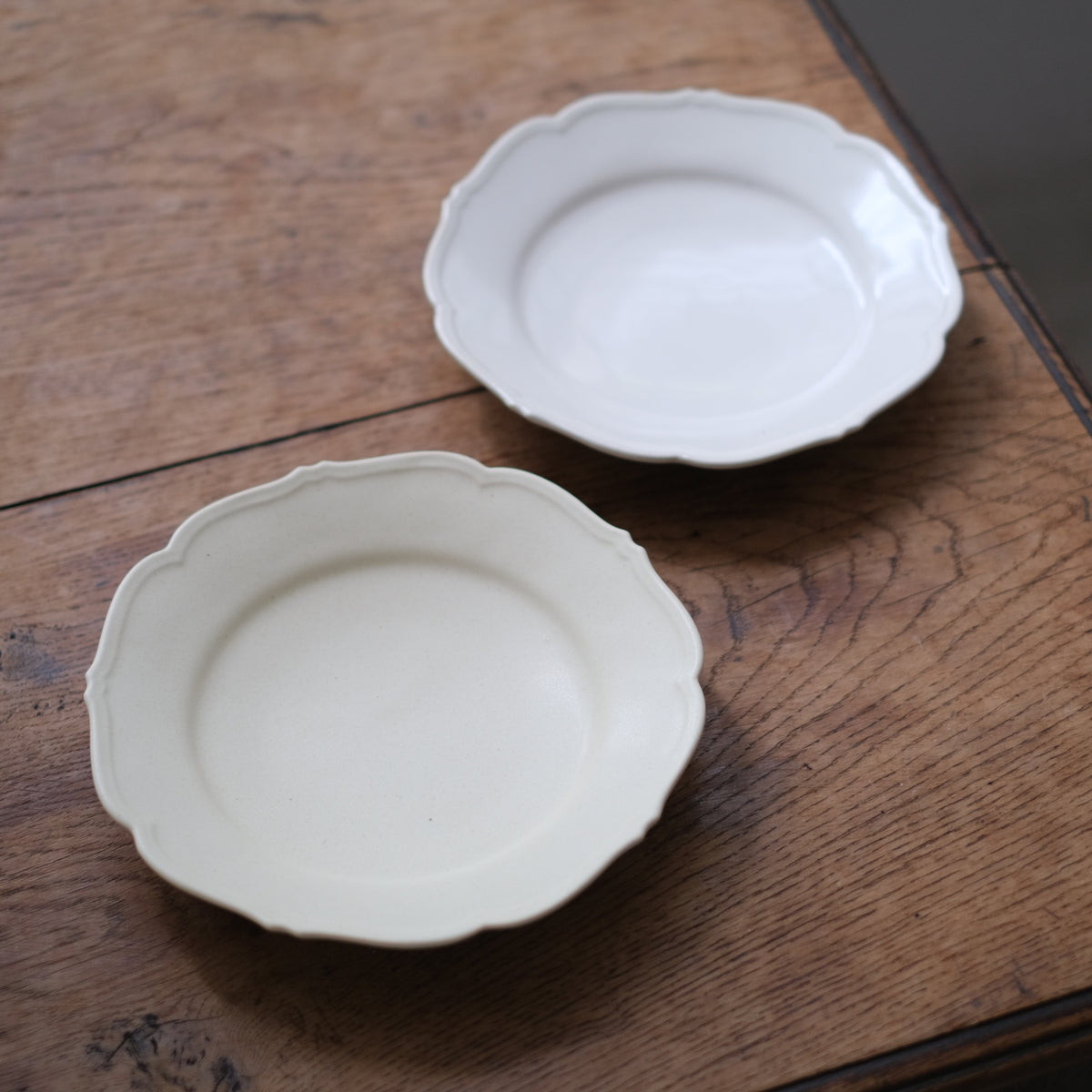 Awabi ware アワビウェア 岡本純一 輪花皿3枚セット アイボリー あわび