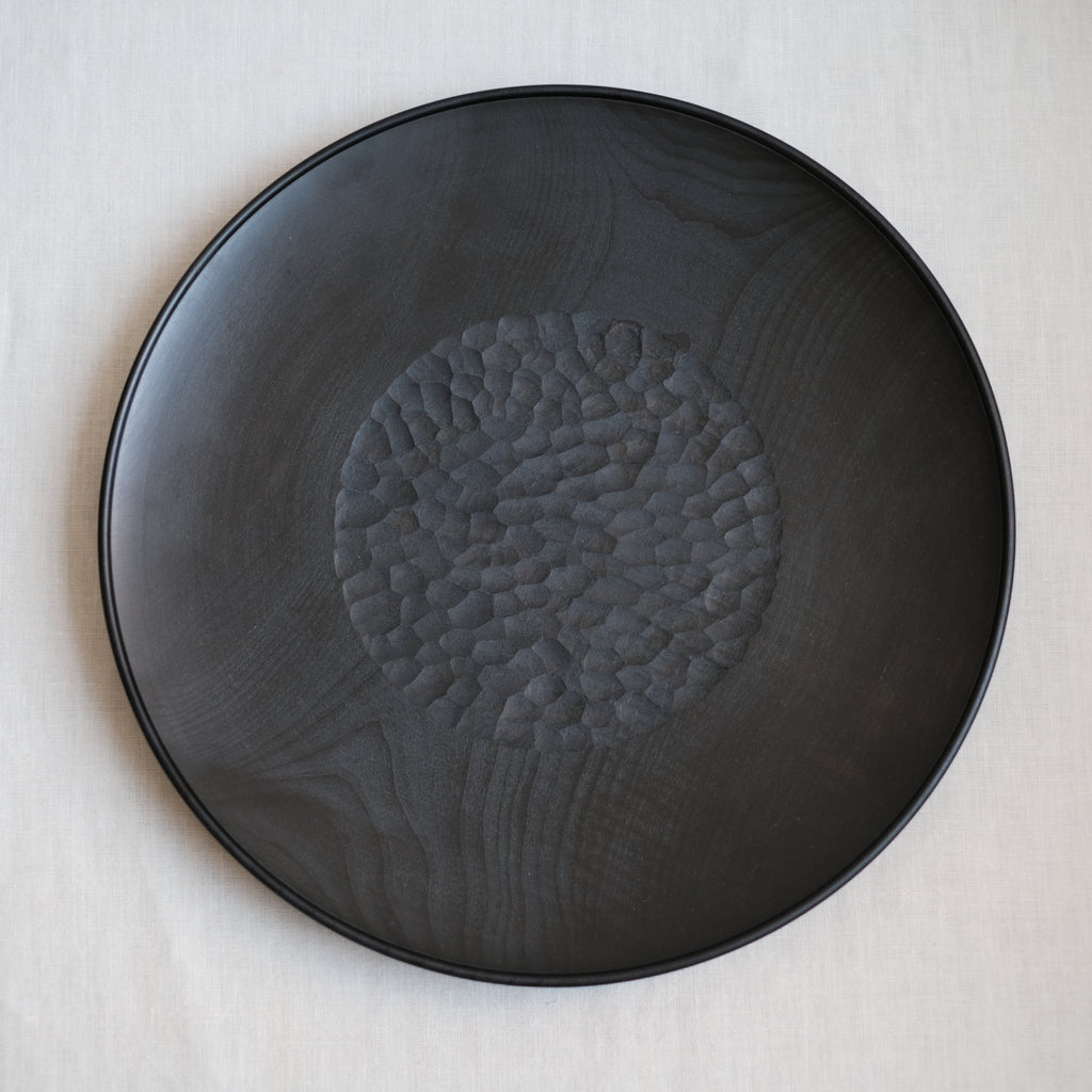 盆皿（黒）　檜(910) 眞島拓