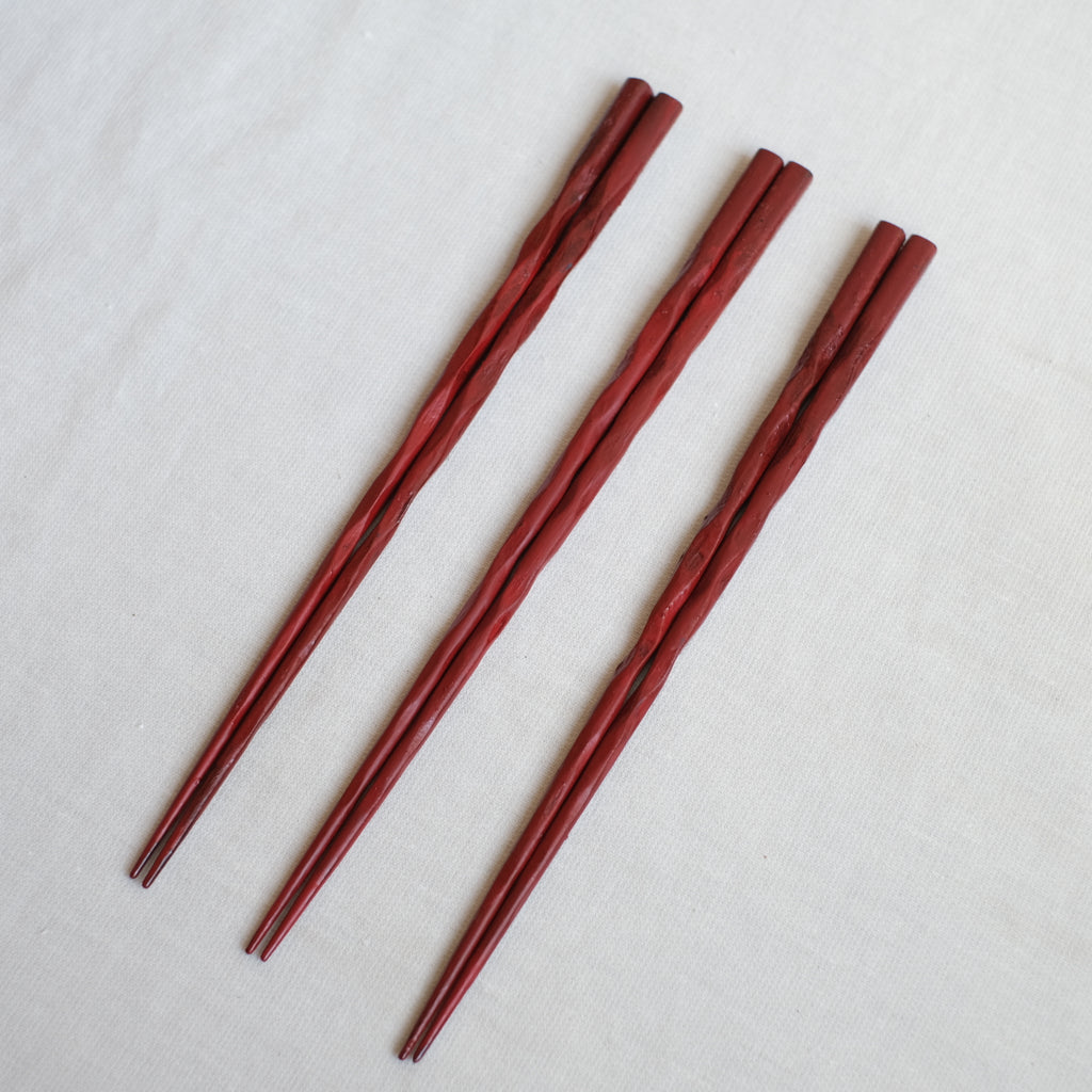 取り箸27cm 荒挽朱 山岸厚夫