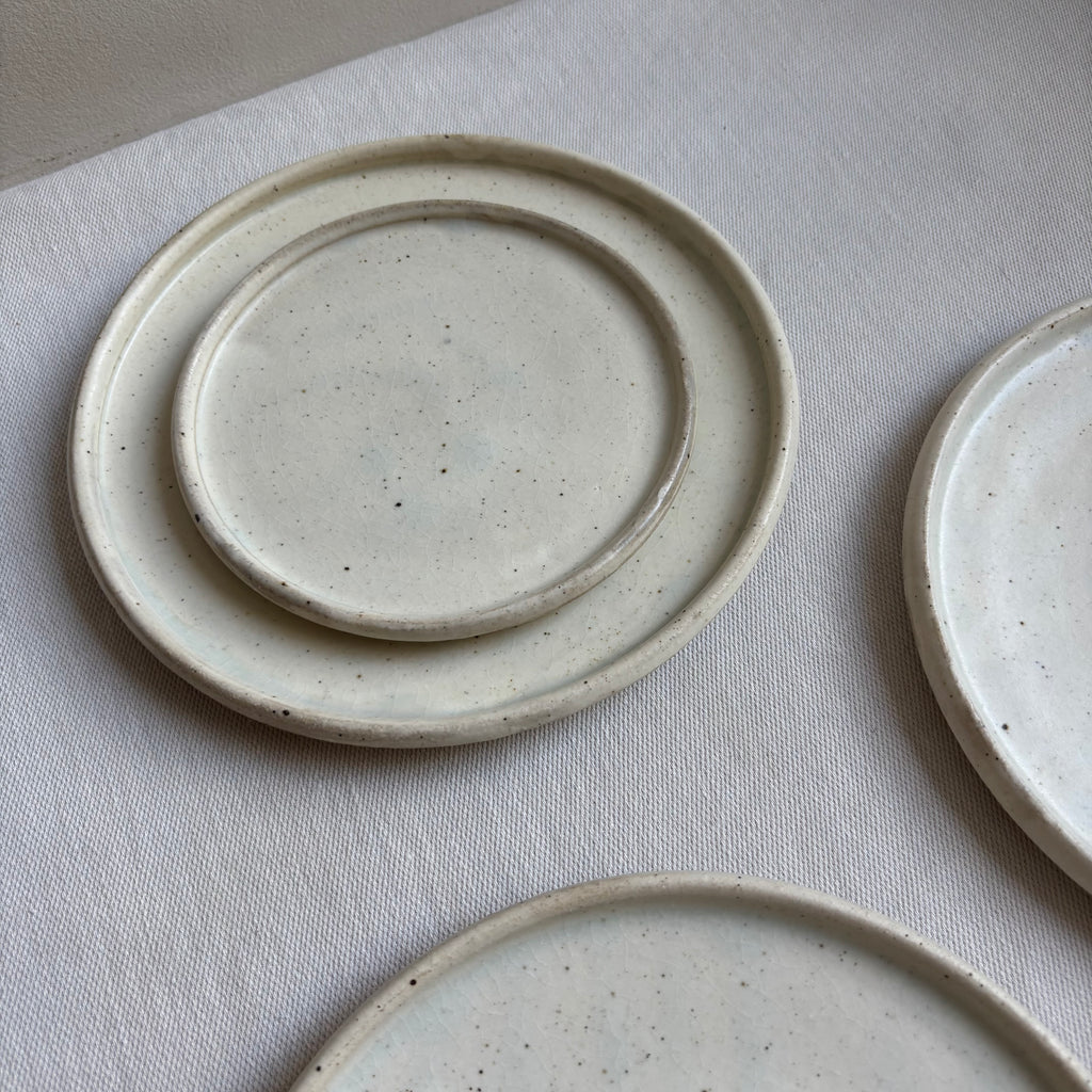 粉引マット　玉縁7寸皿 八木橋昇