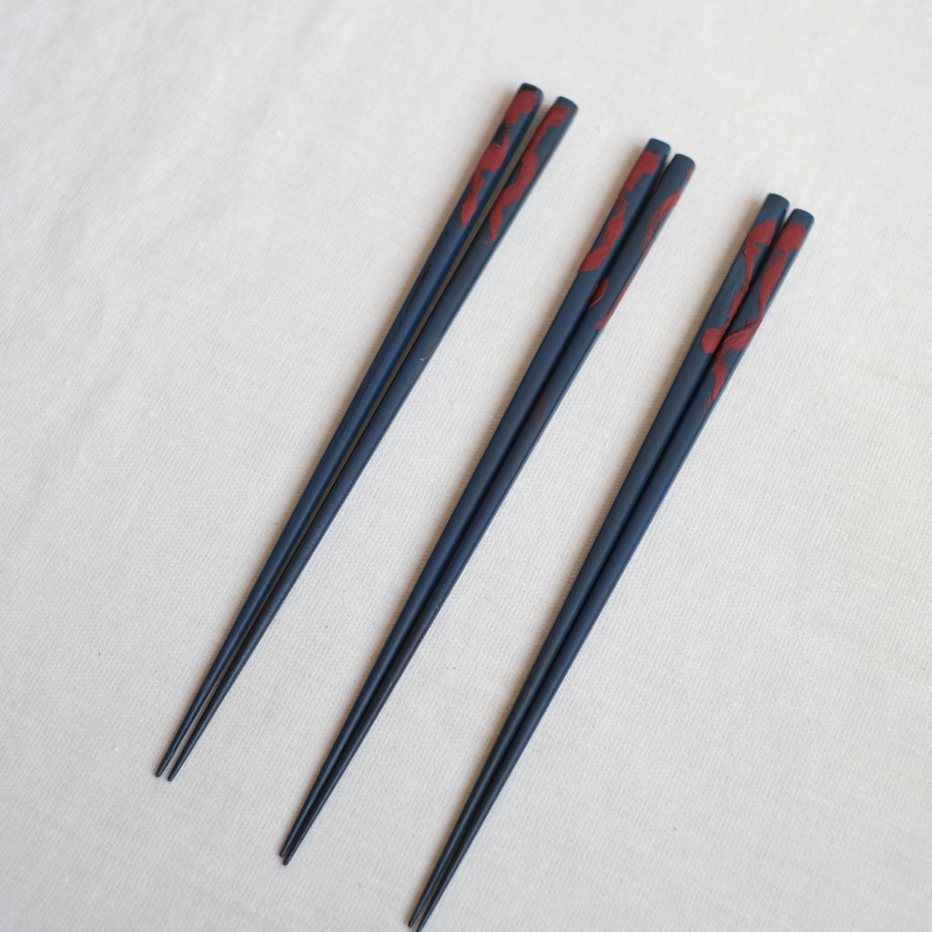 取り箸27cm 藍 絵付き 山岸厚夫