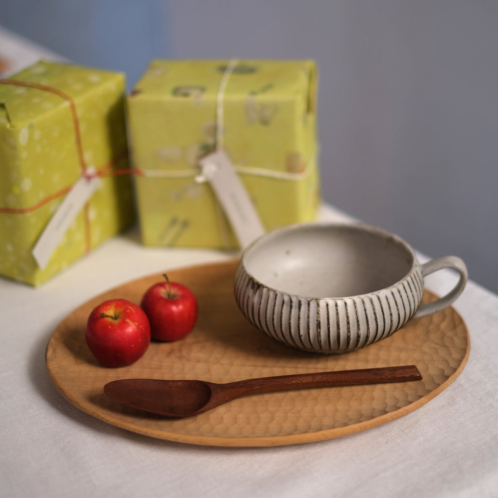 灰粉引　鎬スープカップ　小倉夏樹