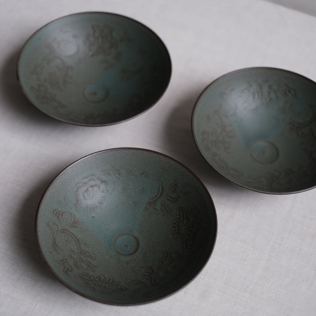 緑釉刻花紋5寸鉢(919) 生形由香