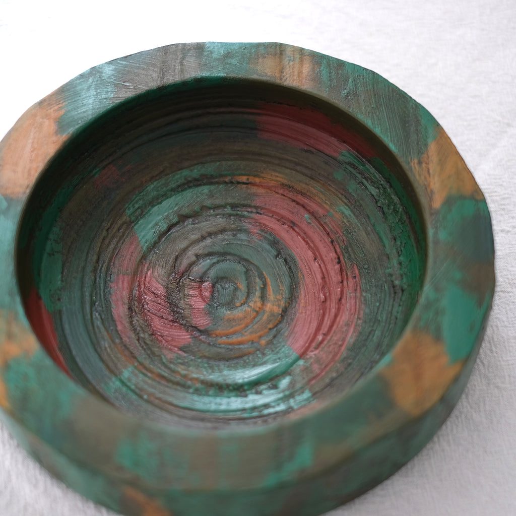 木製7.5盛り鉢グリーン 山岸厚夫