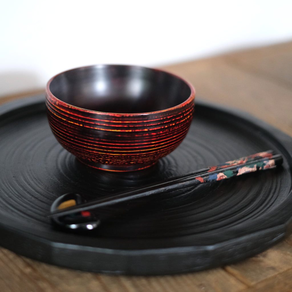 荒挽椀　紅研出し 山岸厚夫