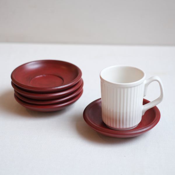 【レア】山岸厚夫　赤色漆器 茶托5枚セット レア】山岸厚夫 赤色漆器 茶托5枚セット レア】山岸厚夫 赤色