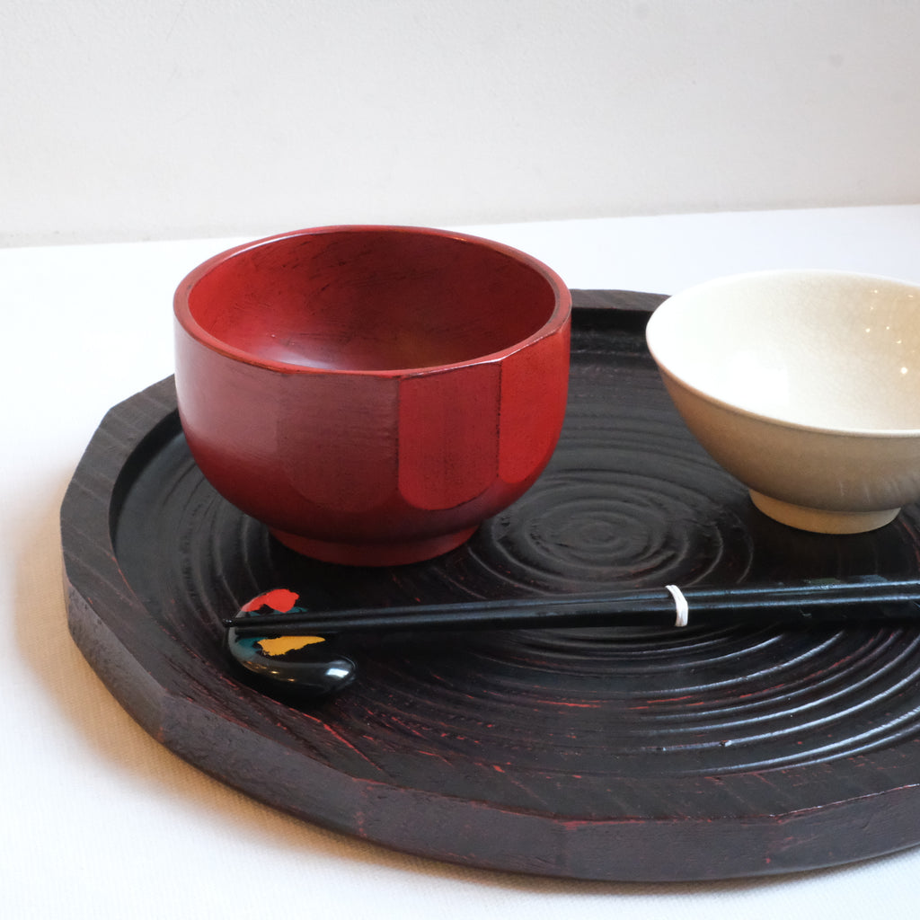 刷毛根来ハツリ汁椀 山岸厚夫