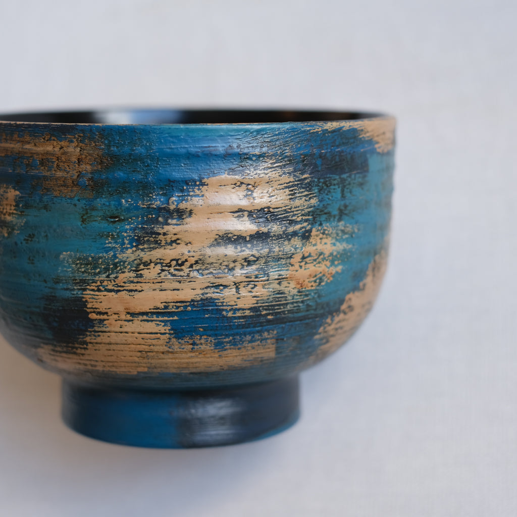 荒挽合鹿椀ブルー 山岸厚夫