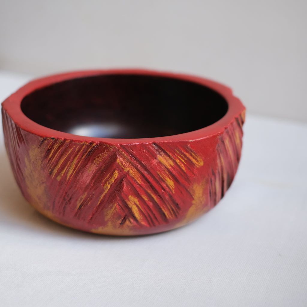 荒彫7.5盛椀 レッド 山岸厚夫