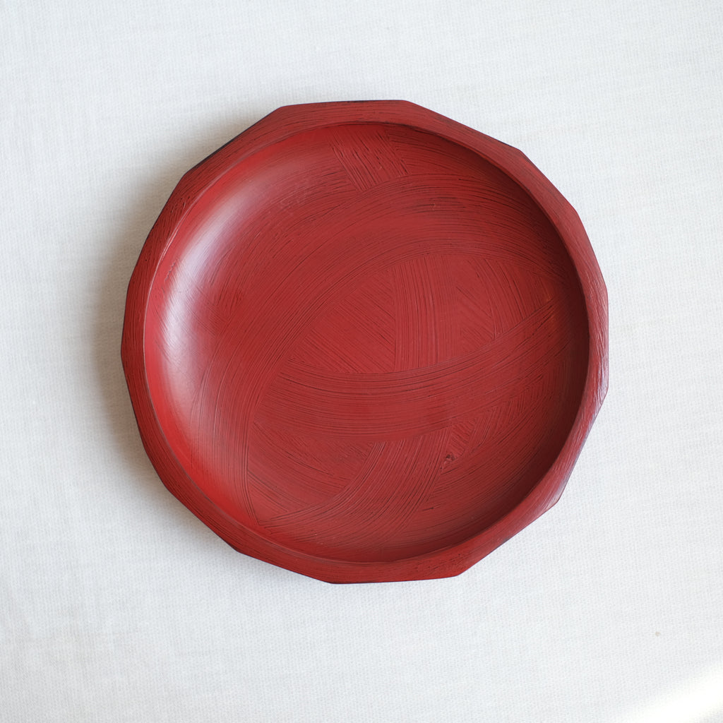 【レア】山岸厚夫　赤色漆器 茶托5枚セット レア】山岸厚夫 赤色漆器 茶托5枚セット