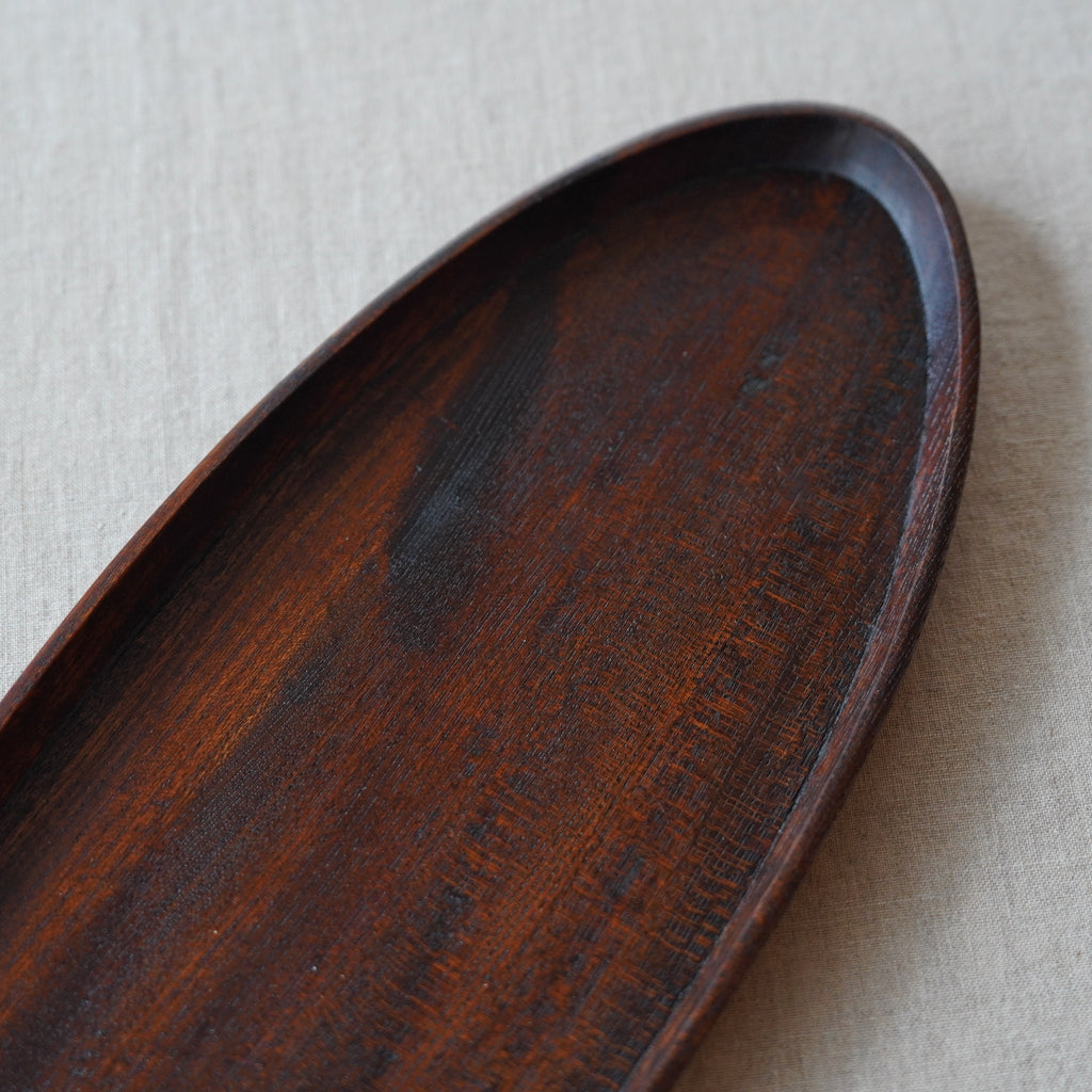 オーバル小盆  長手  拭漆　酒井桂一