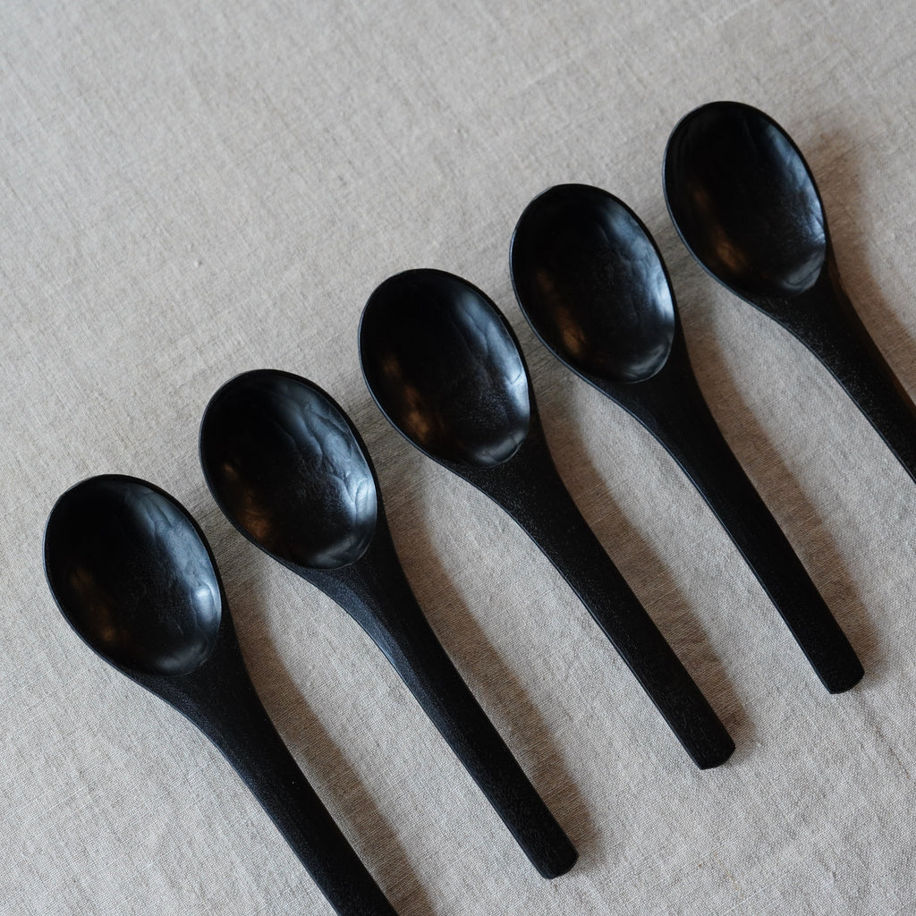 レンゲ匙  黒拭漆　酒井桂一