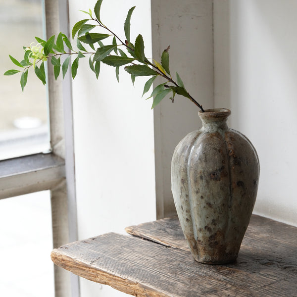 緑釉　花瓶　花器　共箱　花入　フラワーベース　K288 緑釉 花瓶 花器 共箱 花入 フラワーベース K288